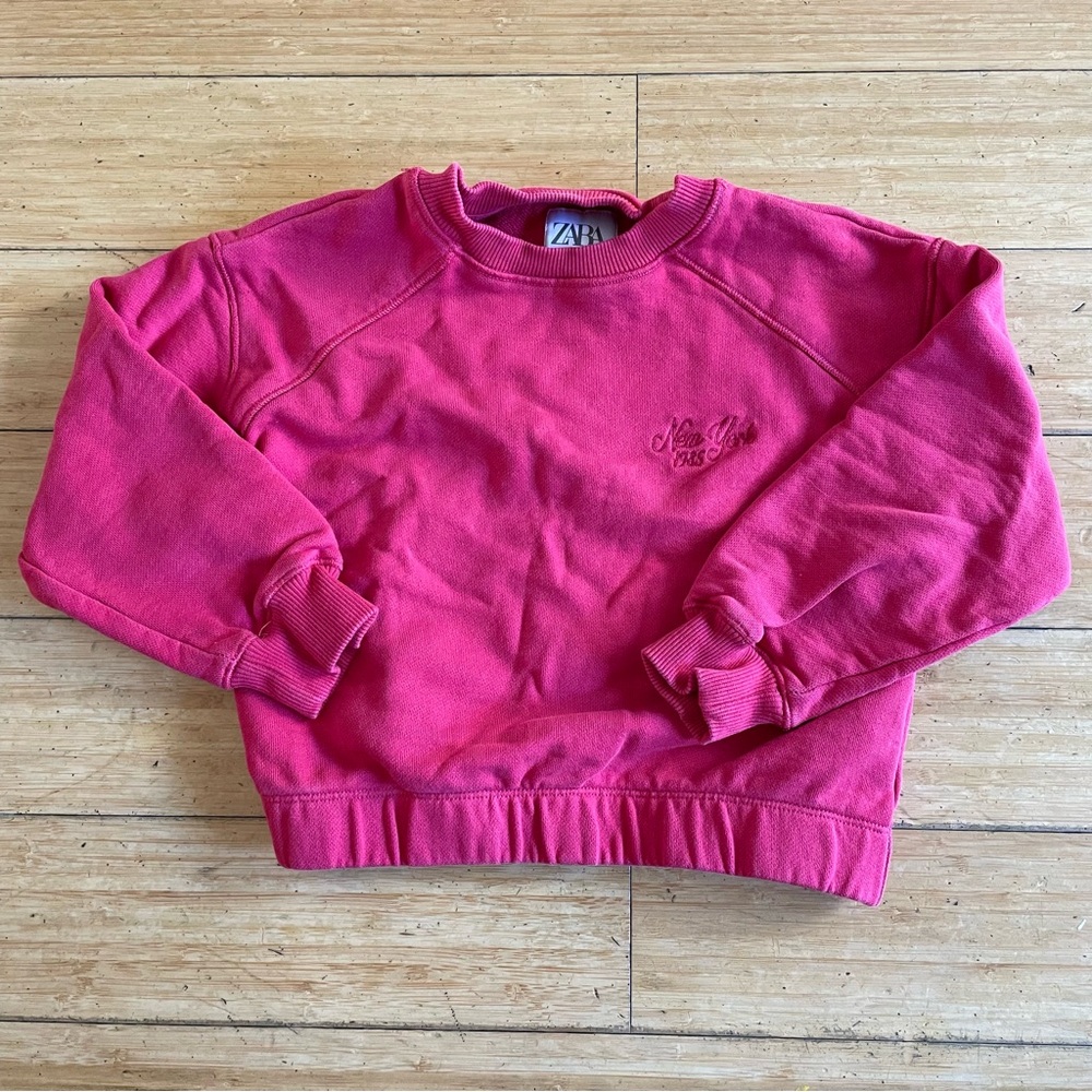 ZARA Kids Pink Crewneck Sweatshirt “New York 1985” - sz 6-7